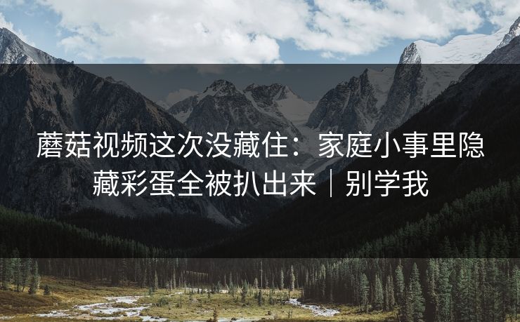 蘑菇视频这次没藏住：家庭小事里隐藏彩蛋全被扒出来｜别学我